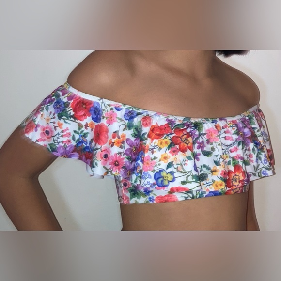 NEW H&M Nathalie Lete Girls Floral Swim Top Size 10-12 youth - Picture 2 of 8